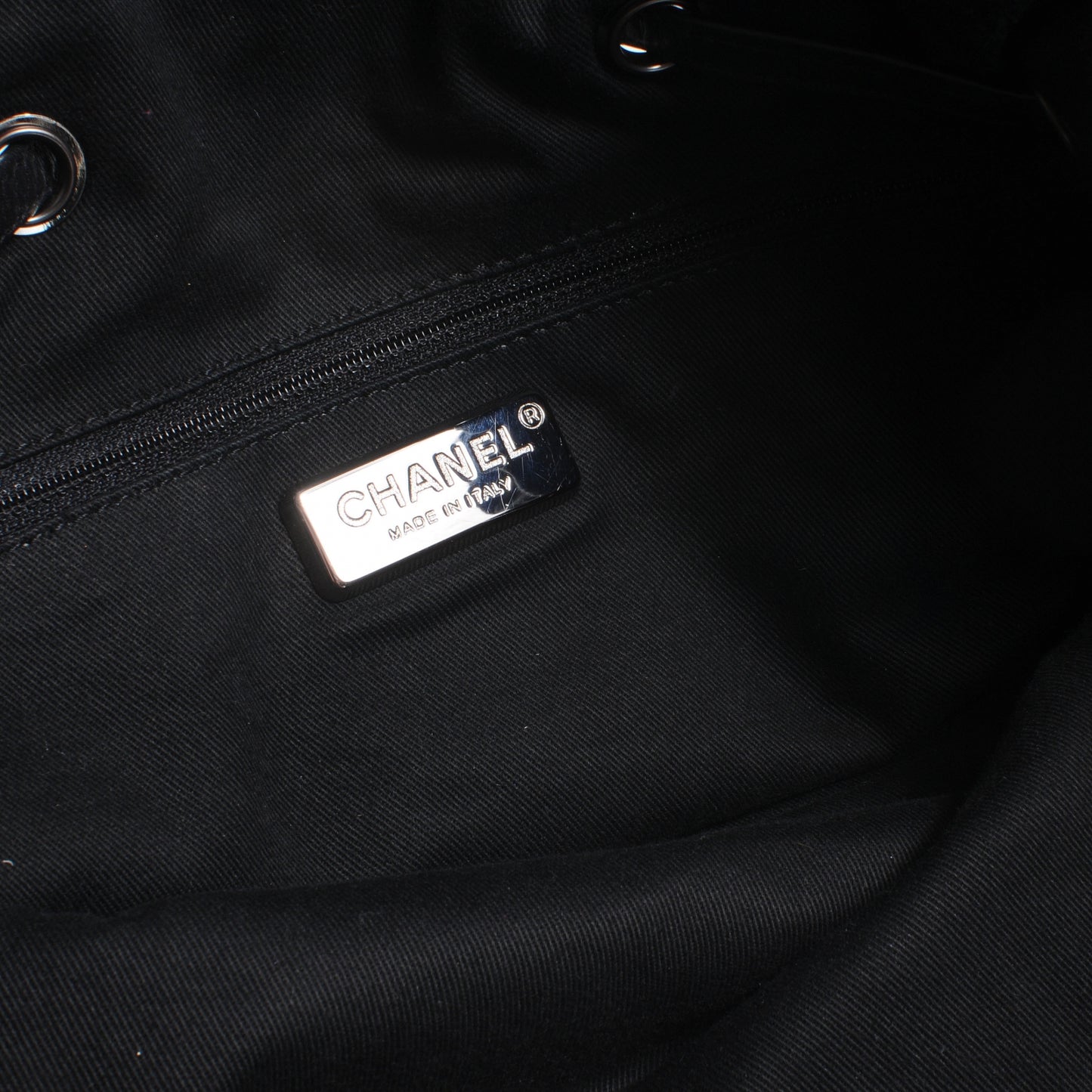 Pony Hair Quilted Drawstring Tote Black