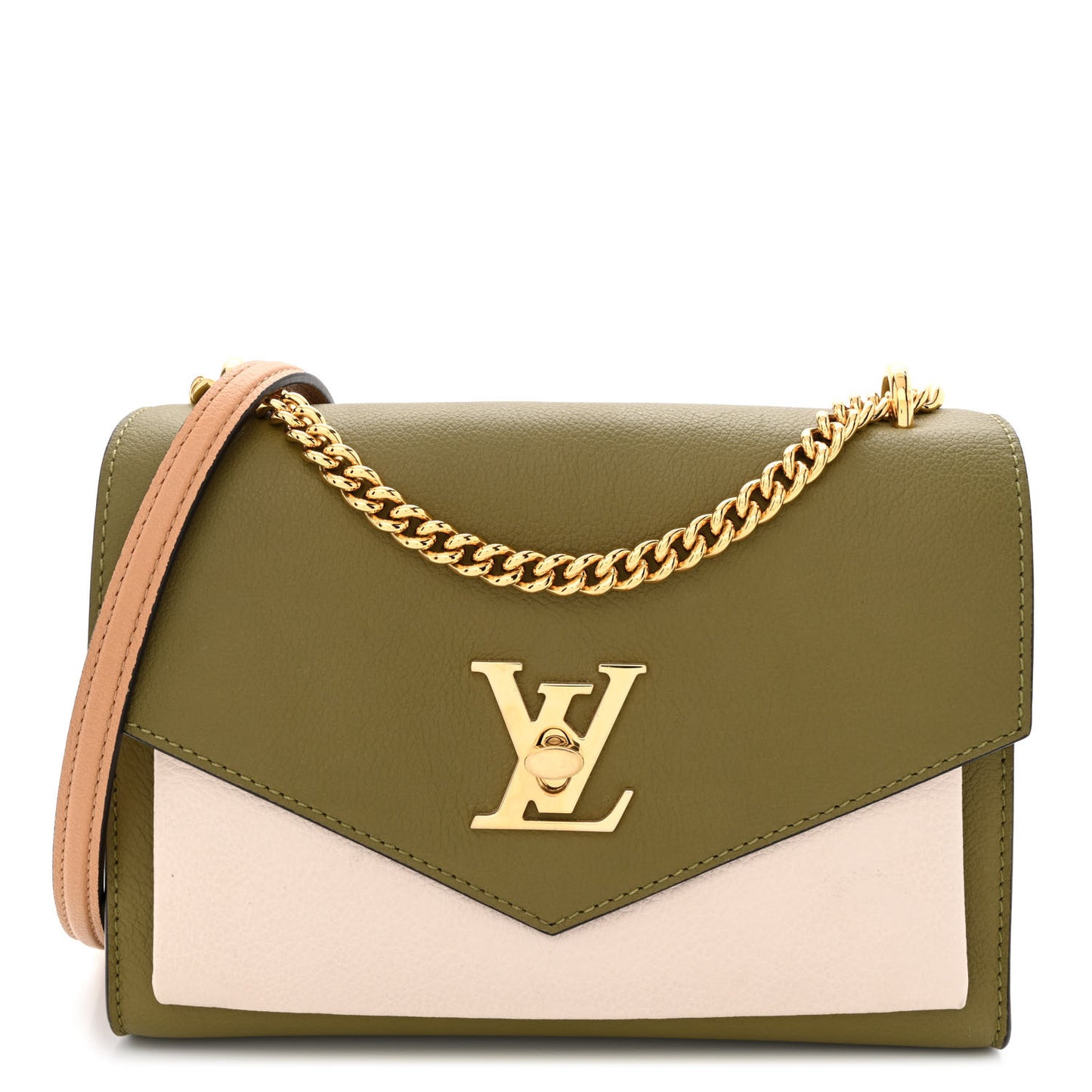 Soft Calfskin Mylockme Chain Bag BB Smokey Brown Green