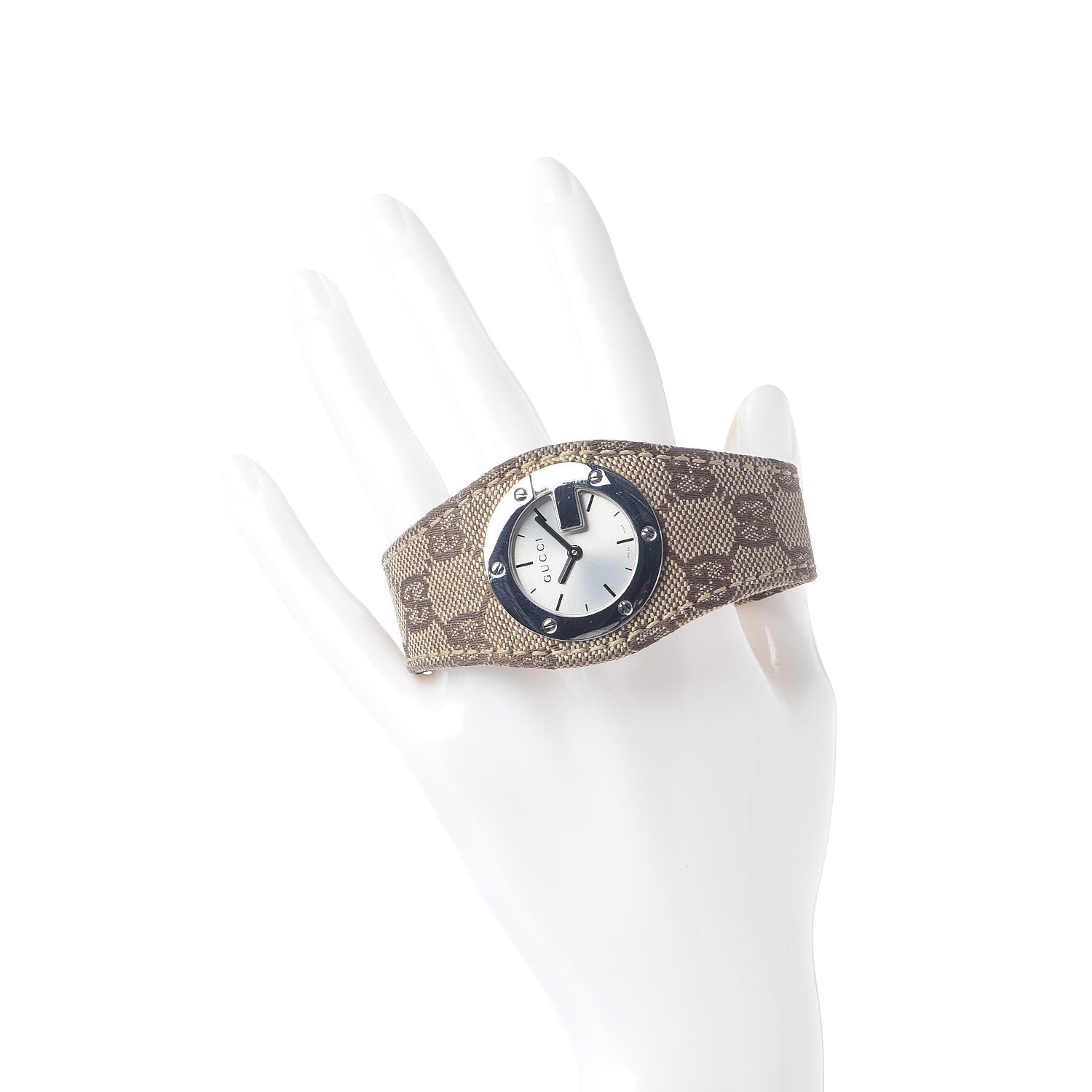 Gucci Stainless Steel Canvas 31mm 104 Monogram Quartz Watch Brown 2 of 8