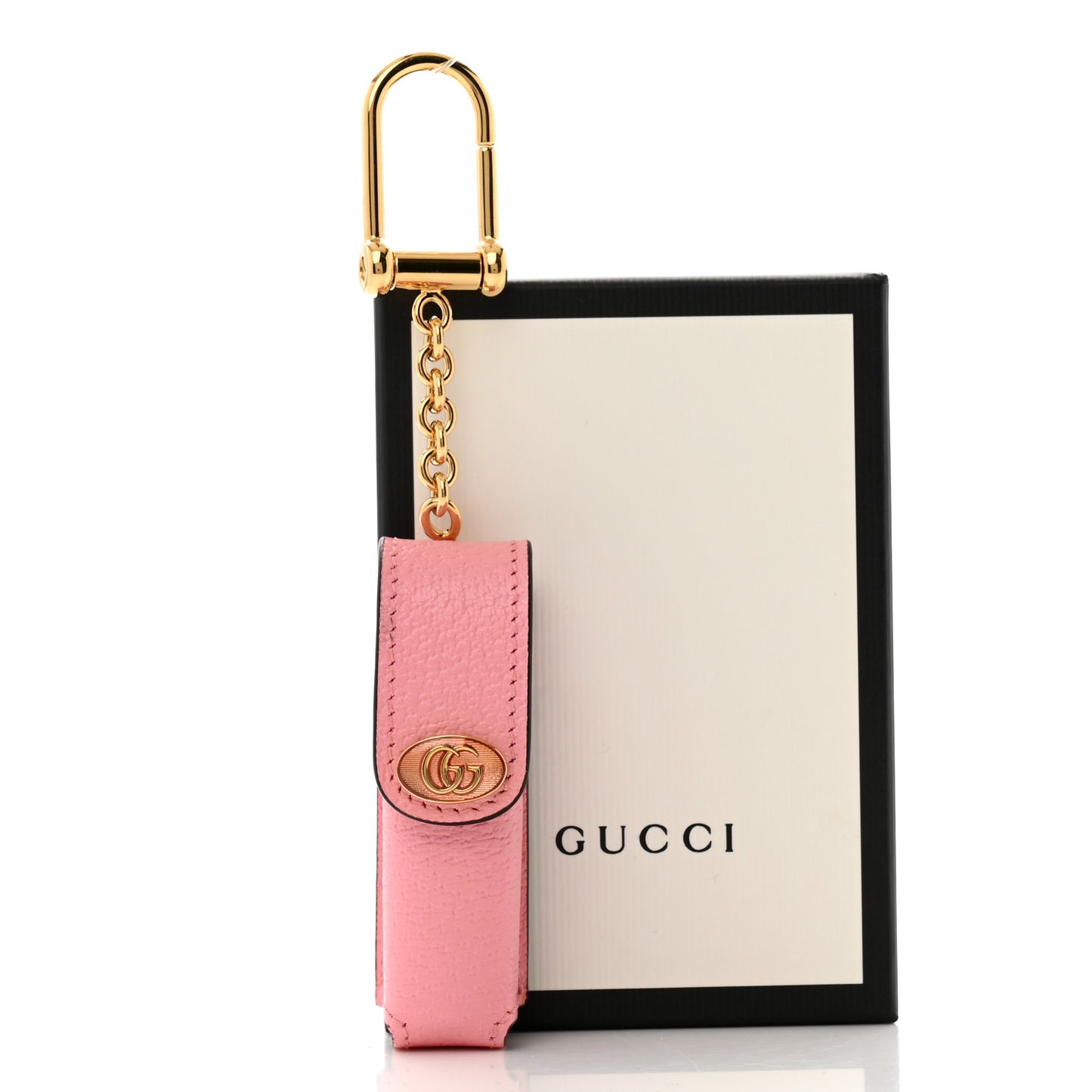 Textured Calfskin Enamel Single Porte Rouges Keychain Wild Rose