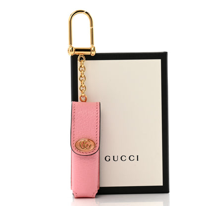 Gucci Textured Calfskin Enamel Single Porte Rouges Keychain Wild Rose 5 of 5
