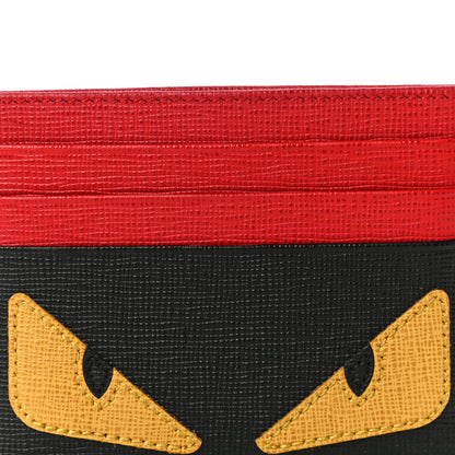Fendi Vitello Elite Monster Eyes Card Holder Black Yellow Red 8 of 11
