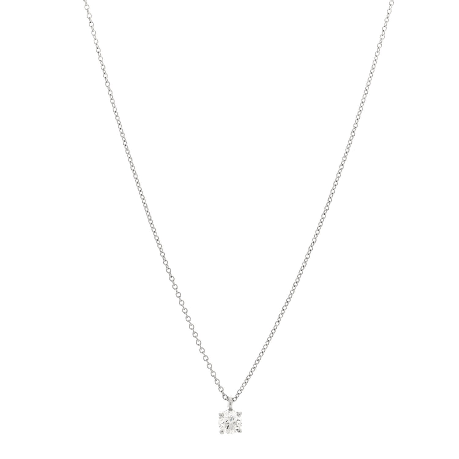 Tiffany Platinum Diamond .33ct Solitaire Pendant Necklace 1 of 4