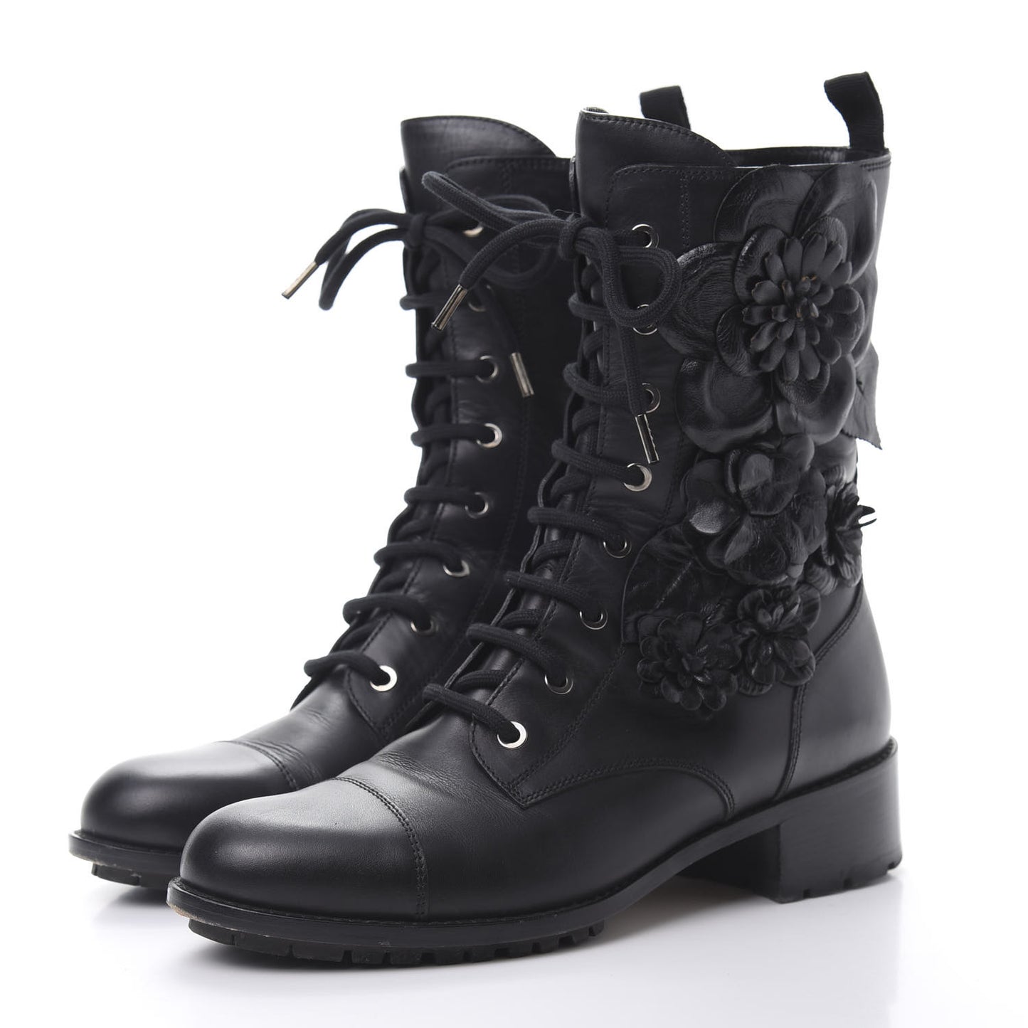 Calfskin Techno Couture Combat Boots 39 Black