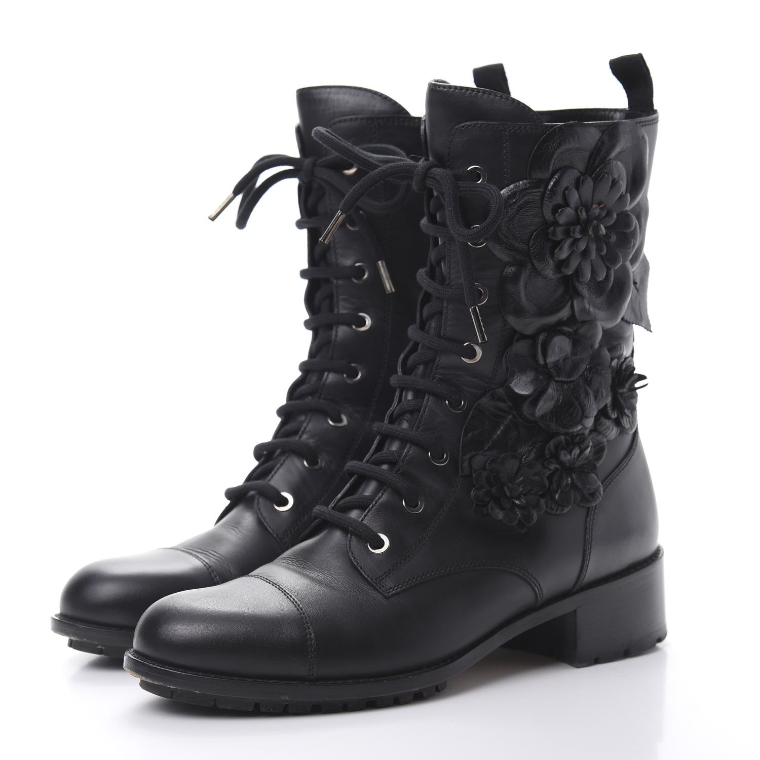 Valentino Garavani Calfskin Techno Couture Combat Boots 39 Black 3 of 9