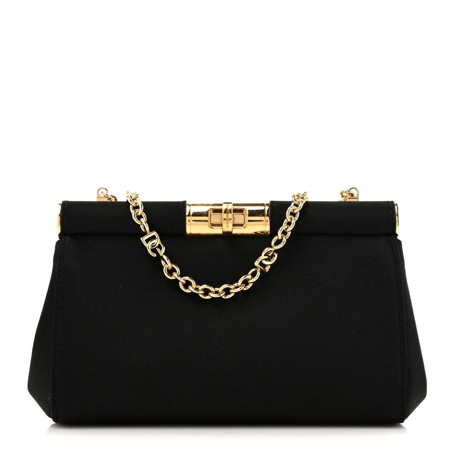 Satin Small Marlene Chain Clutch Black
