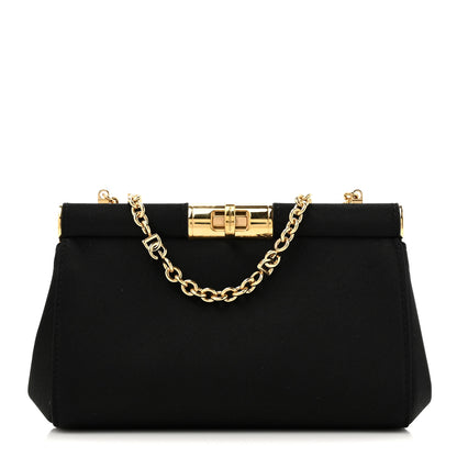 Dolce & Gabbana Satin Small Marlene Chain Clutch Black 1 of 9