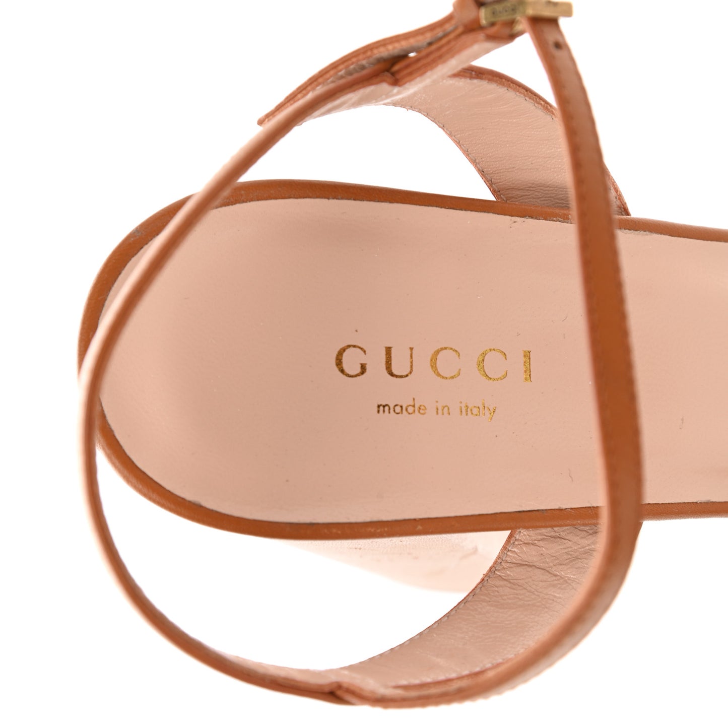 Calfskin GG Marmont Ankle Wrap 30/115mm Platform Sandals 39 Cognac