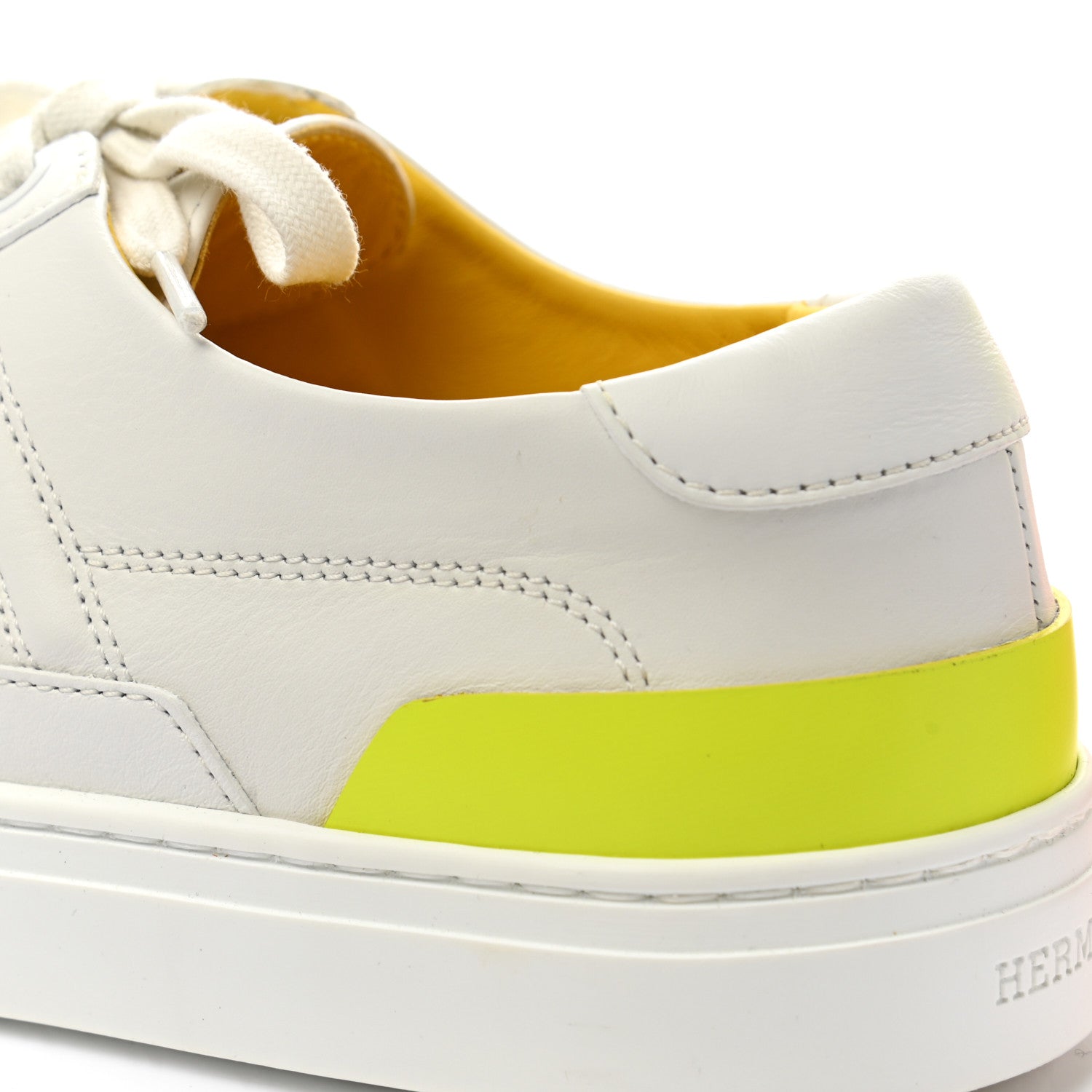 Hermes Calfskin Deep Sneakers 39 White Yellow 10 of 11