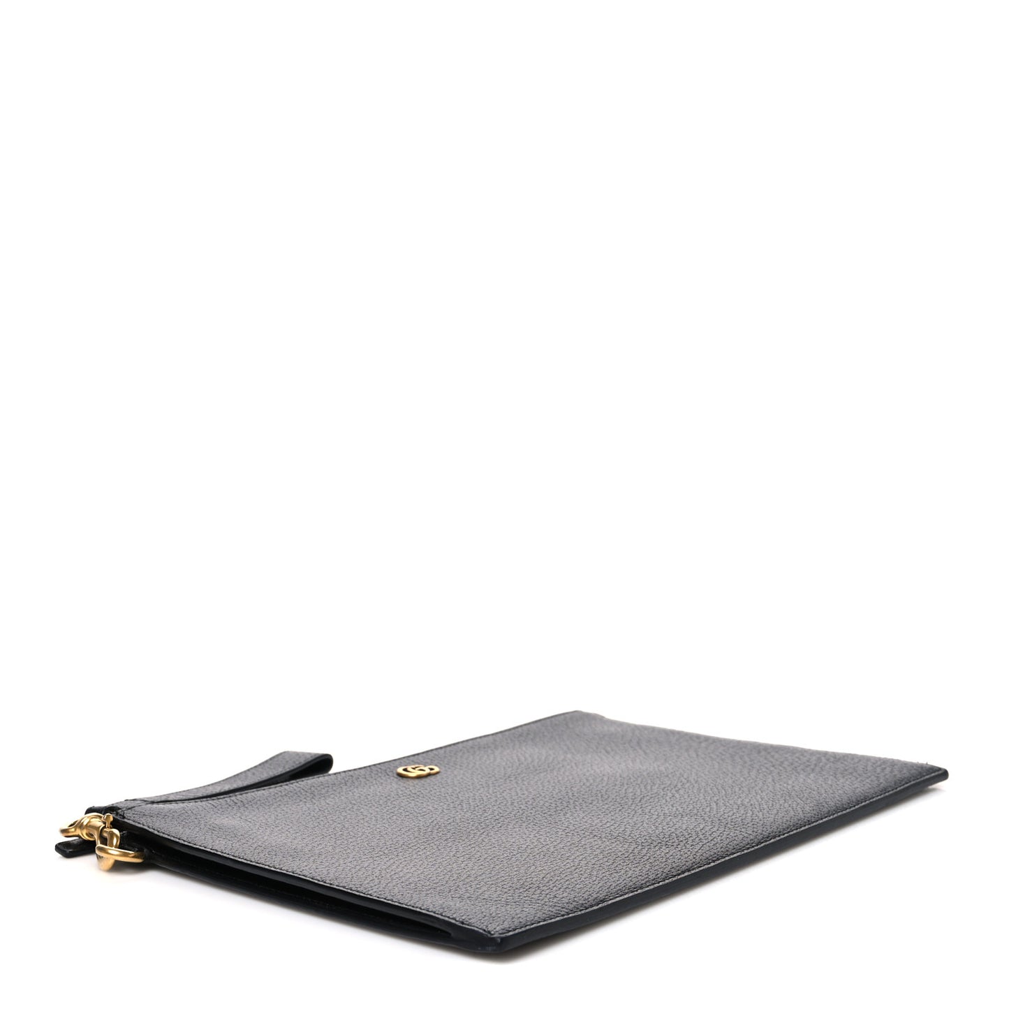 Textured Dollar Calfskin GG Marmont Zip Pouch Black