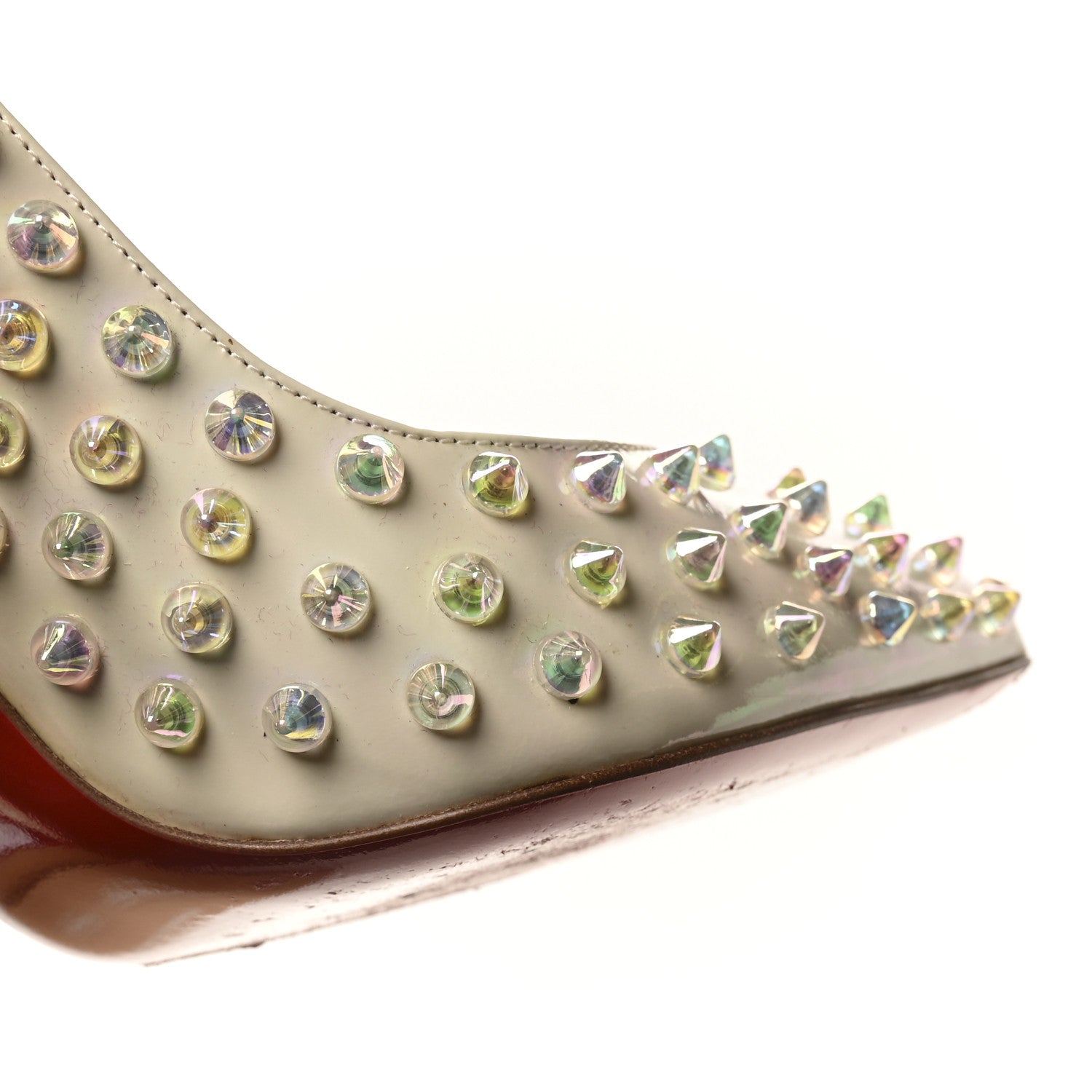 Christian Louboutin Patent Follies Spikes 100 Pumps 37.5 White 8 of 9