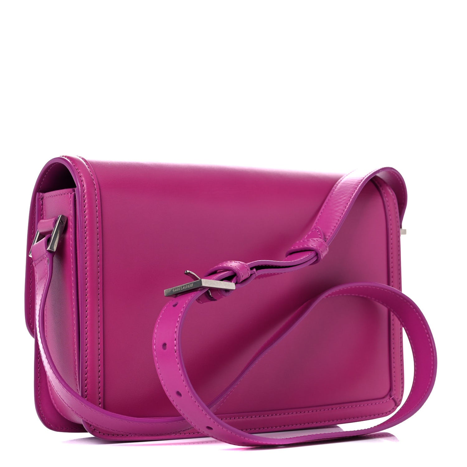 Saint Laurent Box Calfskin Monogram Medium Solferino Satchel Fuchsia 3 of 13