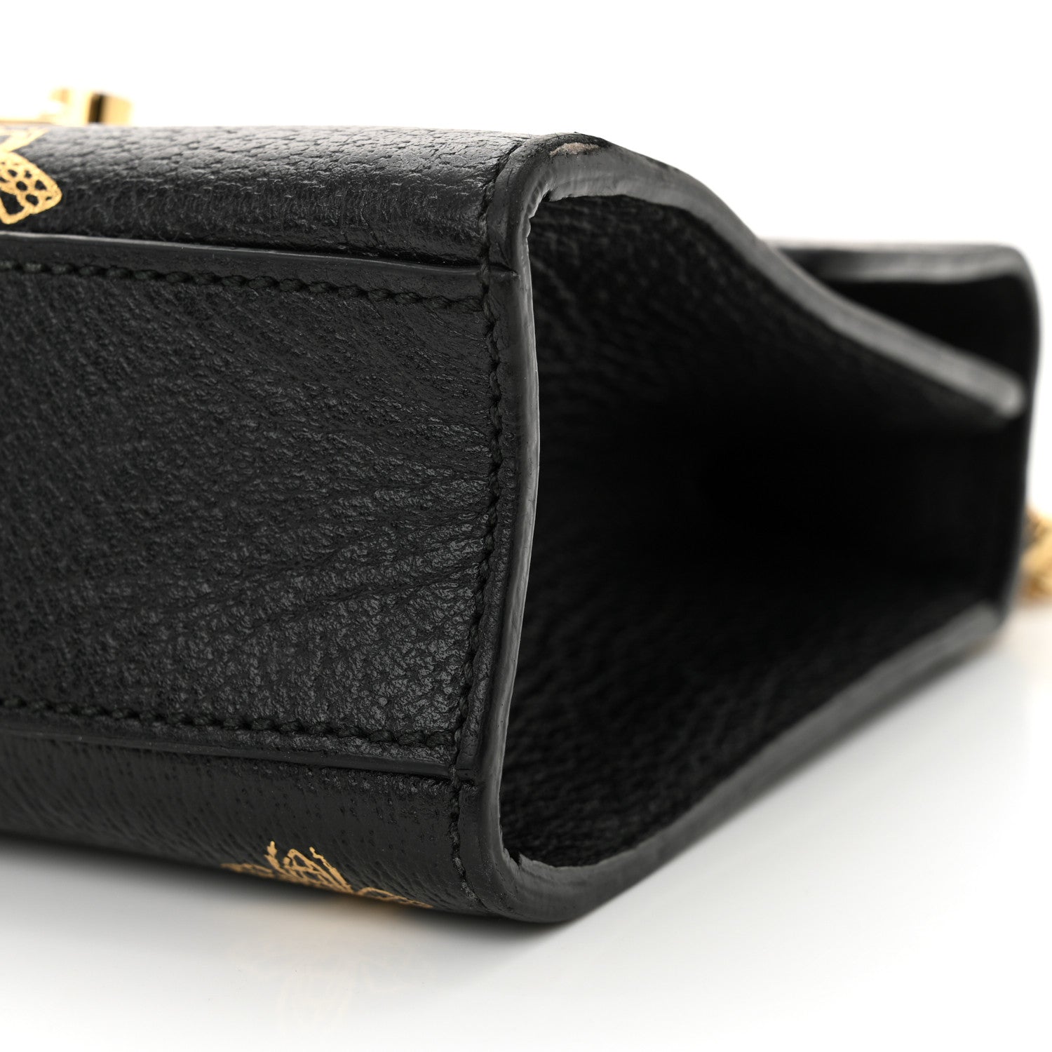 Gucci Grained Calfskin Bee Star Small Padlock Shoulder Bag Black 10 of 18