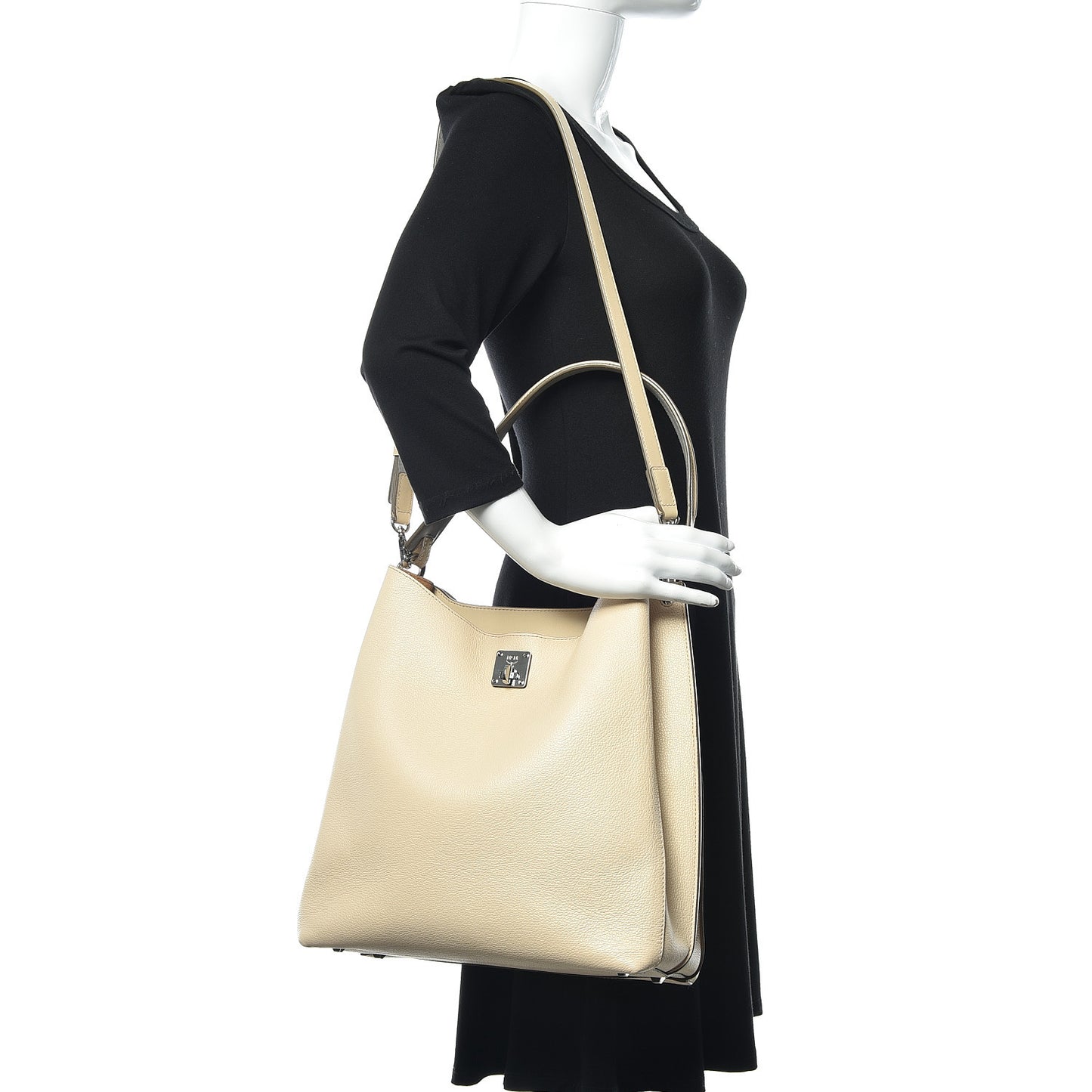 Grained Calfskin Large Milla Hobo Natural