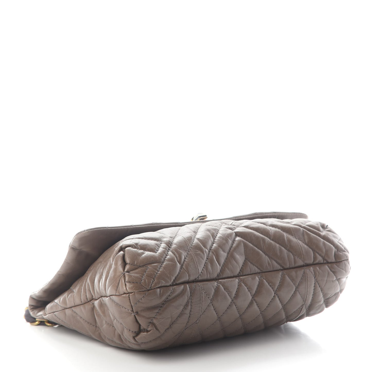 Calfskin Quilted Medium Happy Shoulder Bag Brown Olive