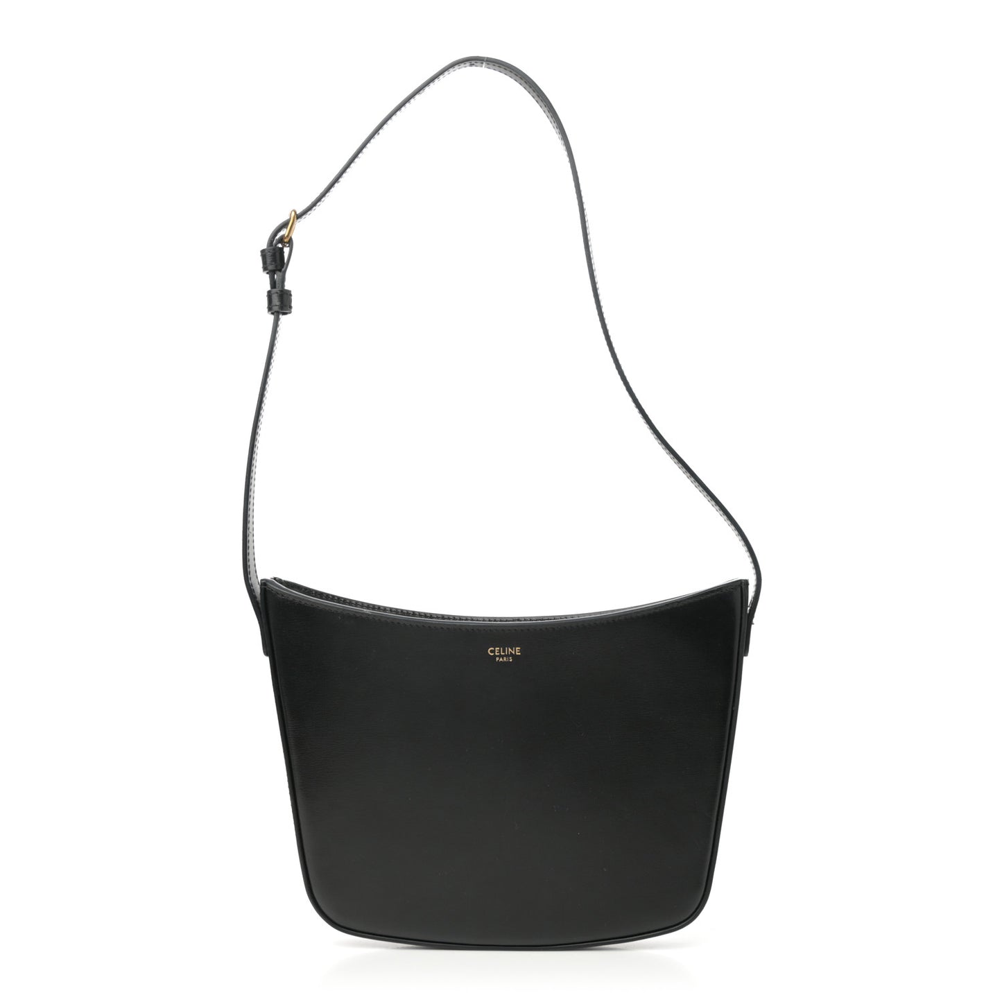 Shiny Calfskin Medium Croque Bag Black
