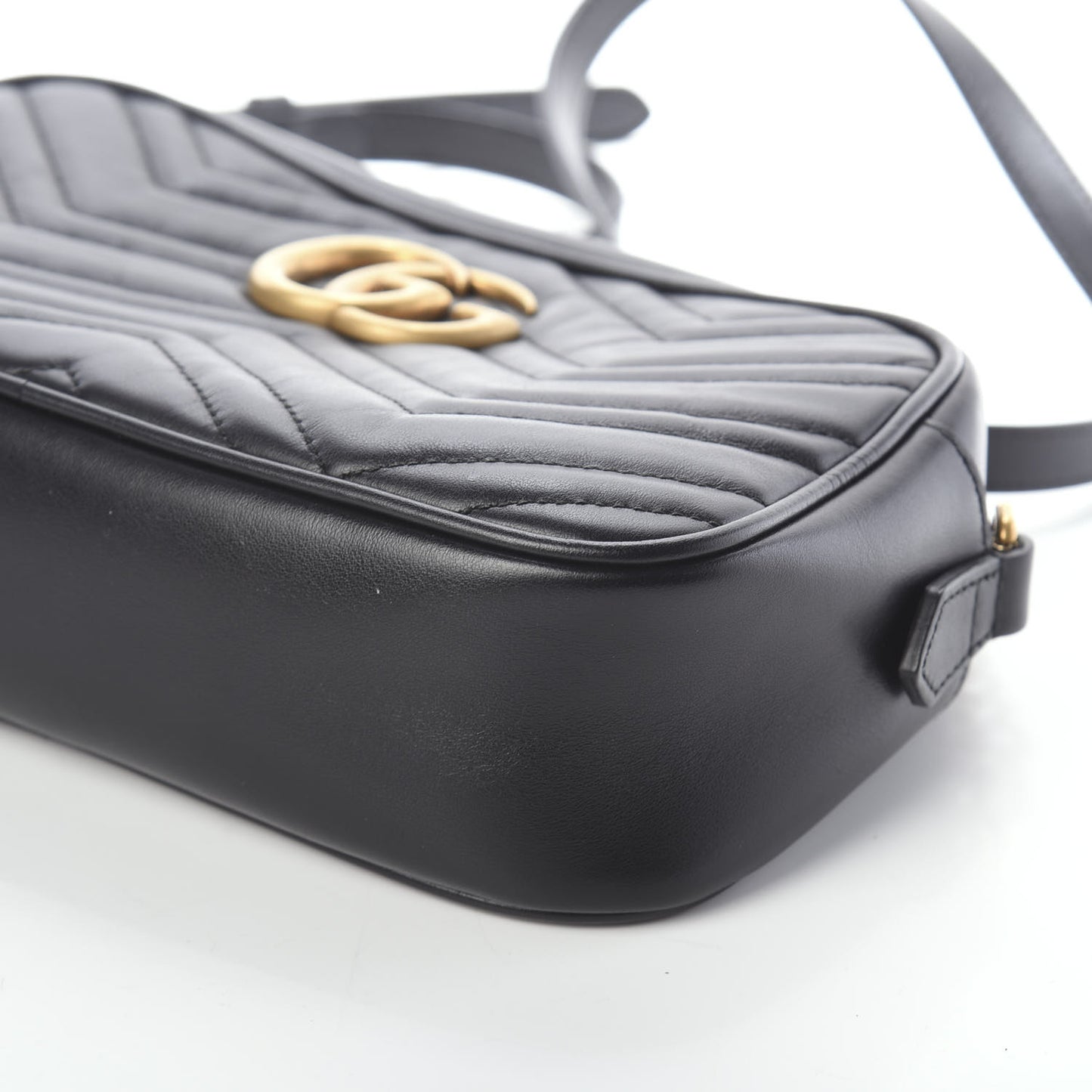 Calfskin Matelasse Small GG Marmont Chain Shoulder Bag Black