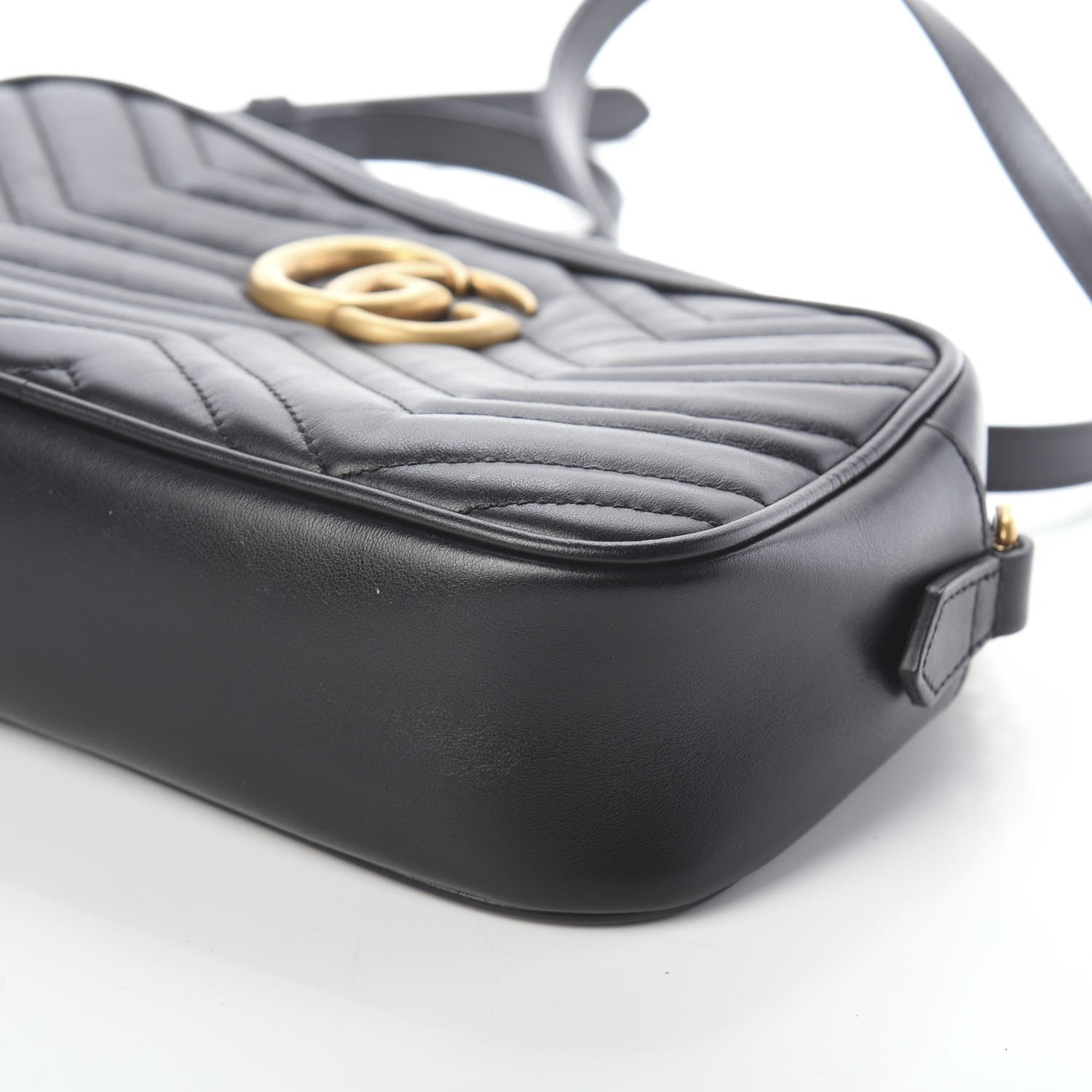Gucci Calfskin Matelasse Small GG Marmont Chain Shoulder Bag Black 9 of 9
