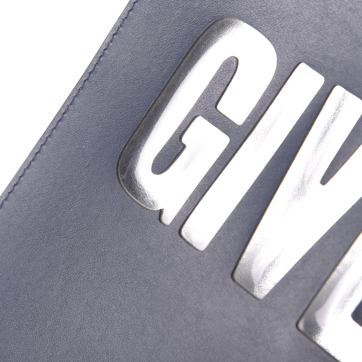 Calfskin Logo Zip Pouch Navy Silver