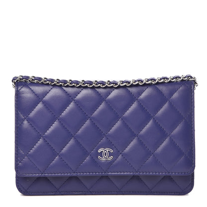 Chanel Lambskin Quilted Wallet On Chain WOC Dark Blue 1 of 12