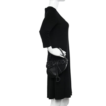 Christian Dior Lambskin Mini 3D Floral Saddle Bag Black 2 of 13
