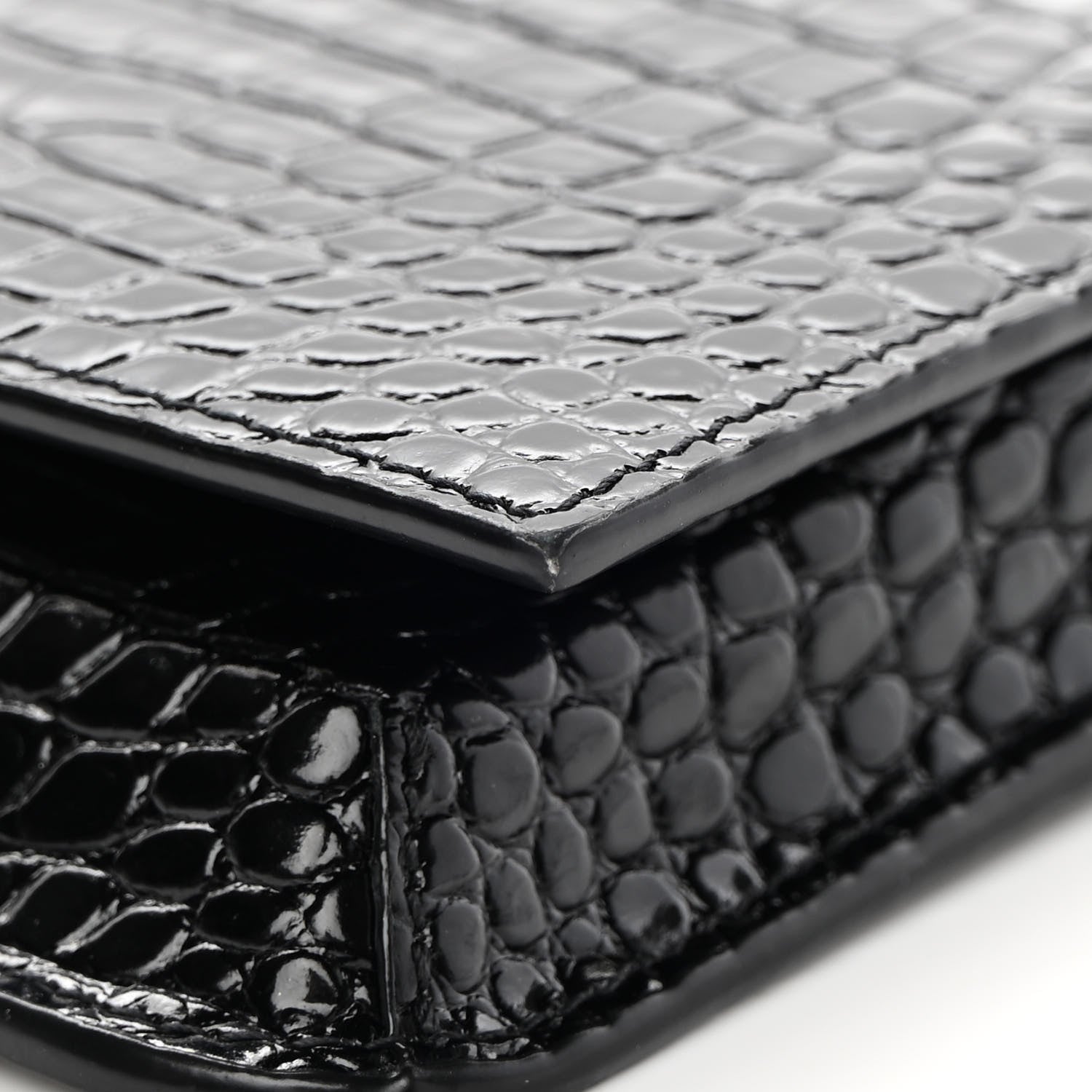 Saint Laurent Crocodile Embossed Monogram Phone Holder Crossbody Black 14 of 14