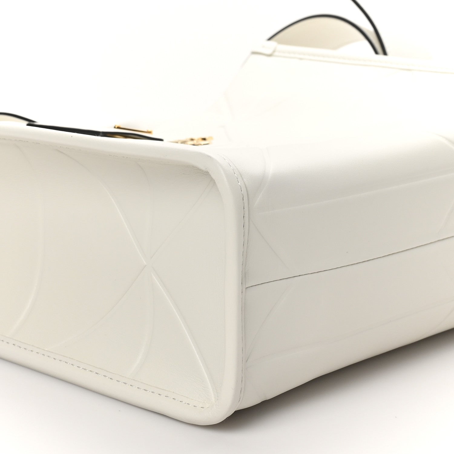 Prada Soft Calfskin Triangolo Symbole Embossed Small Tote White 8 of 10