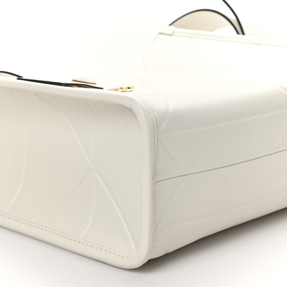Prada Soft Calfskin Triangolo Symbole Embossed Small Tote White 8 of 10