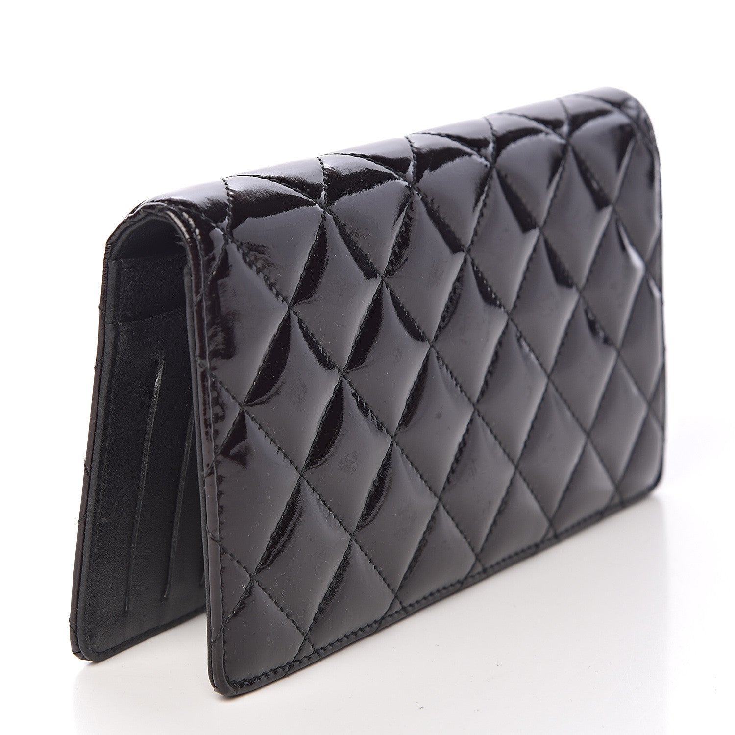 Chanel Patent Quilted Brilliant Yen Wallet Black 3 of 9