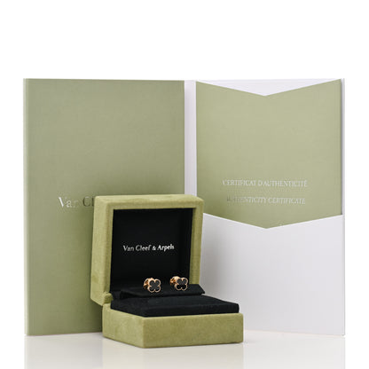 Van Cleef & Arpels 18K Yellow Gold Black Onyx Sweet Alhambra Earrings 5 of 5