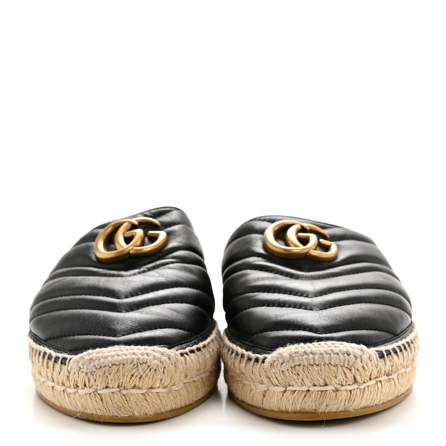 Gucci Nappa Matelasse GG Marmont Espadrille Slippers 41 Black 3 of 12