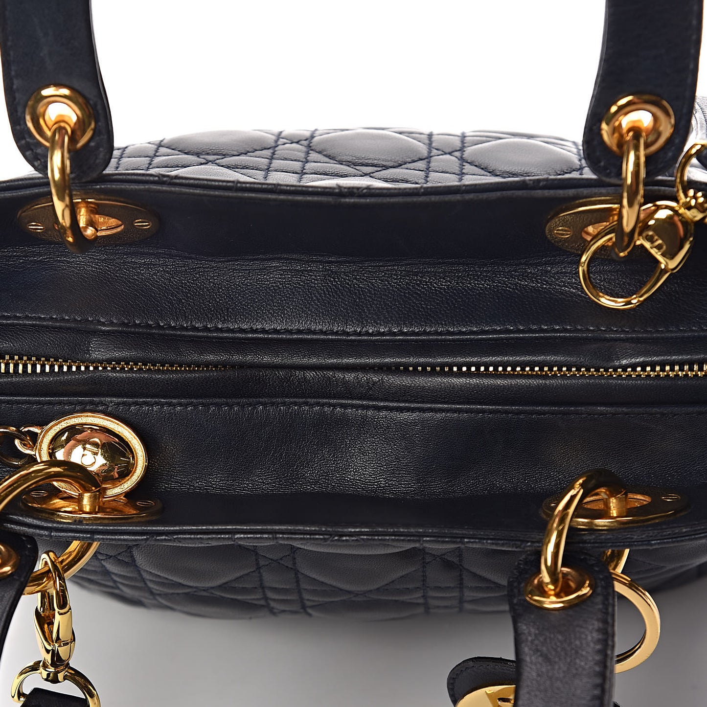 Lambskin Cannage Medium Lady Dior Indigo Blue