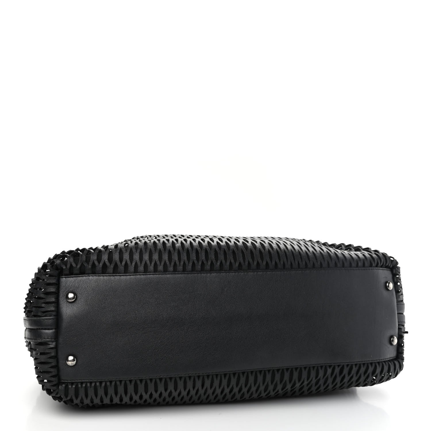 Chanel Calfskin Laser Cut Perforated CC Tote Black 3 of 9