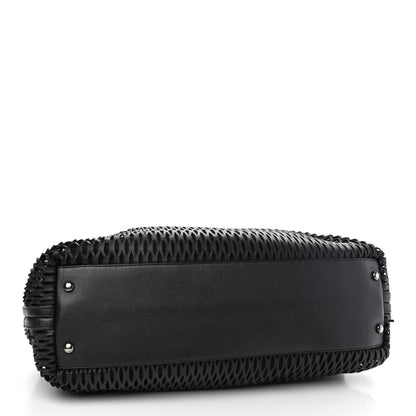 Chanel Calfskin Laser Cut Perforated CC Tote Black 3 of 9