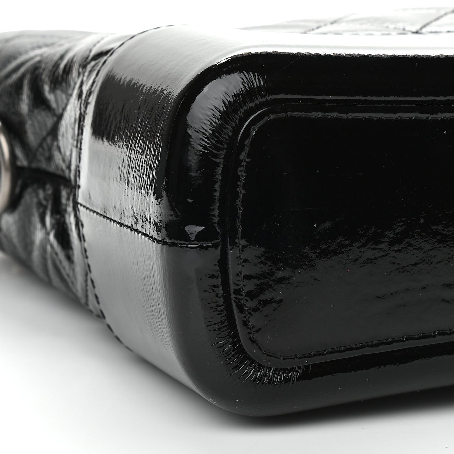 Patent Goatskin Quilted Medium Gabrielle Hobo Black