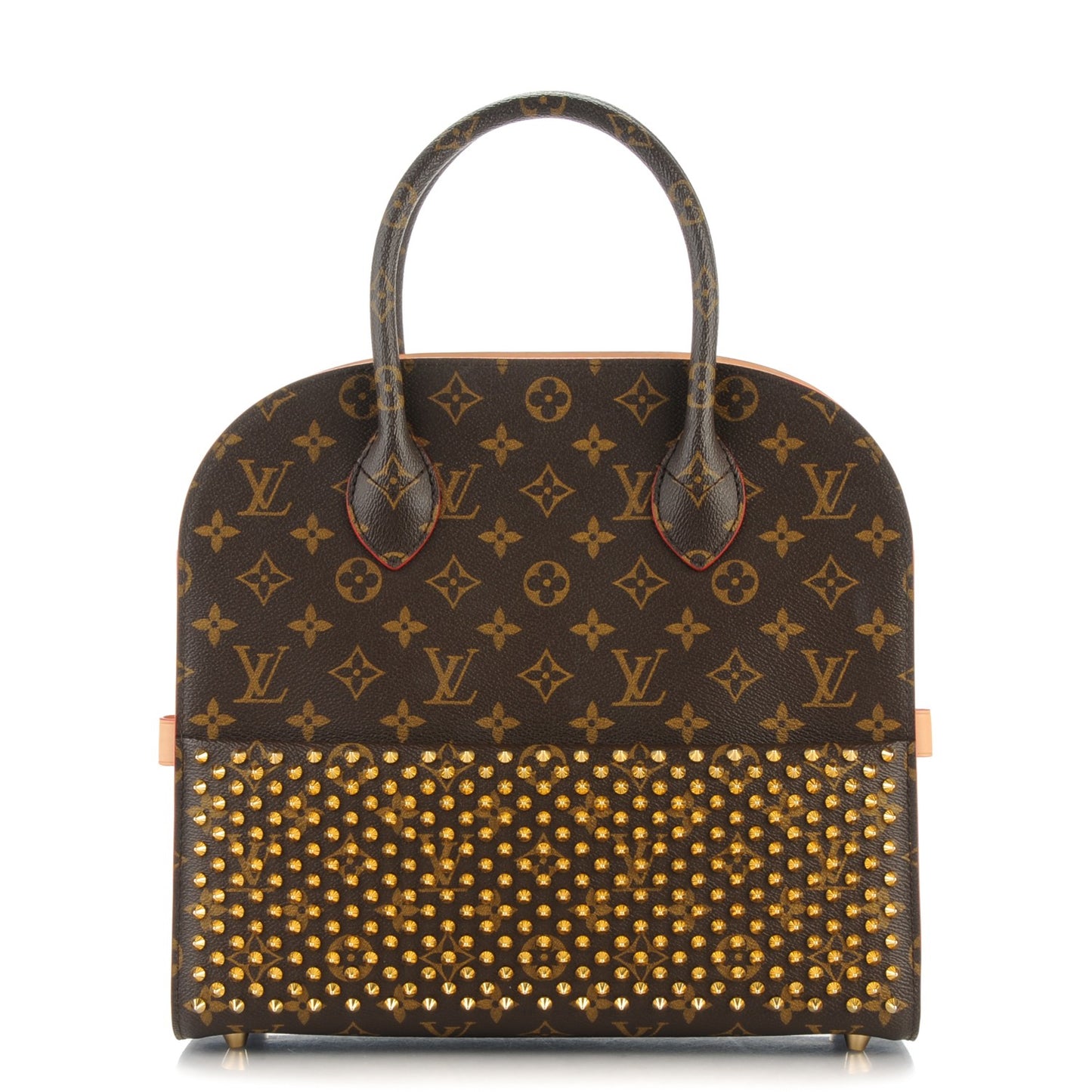 Monogram Calf Hair Spikes Iconoclasts Christian Louboutin Tote Red