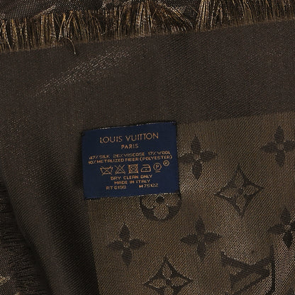 Louis Vuitton Silk Lurex Wool Monogram Shine Shawl Marron 3 of 3