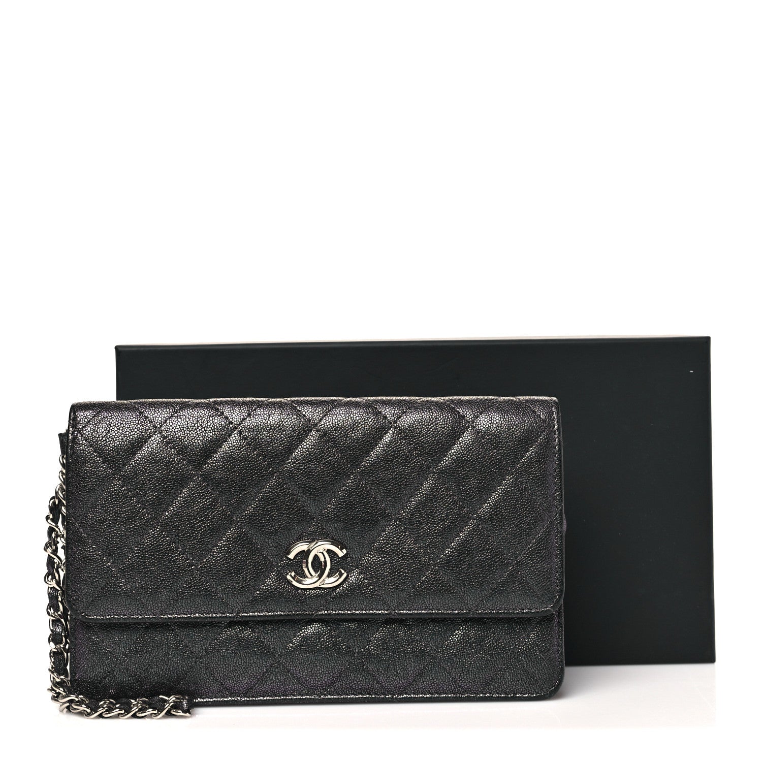 Chanel Iridescent Caviar Quilted Classic Pouch Clutch Black 11 of 11