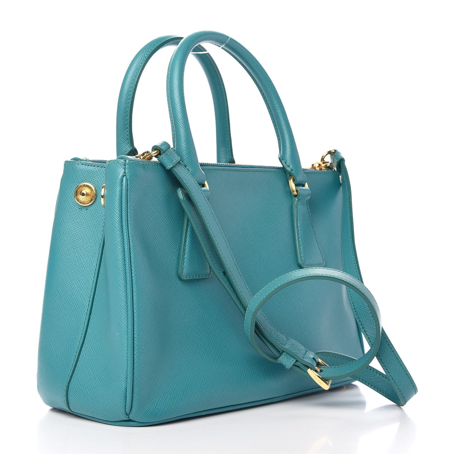 Saffiano Mini Galleria Double Zip Tote Turchese