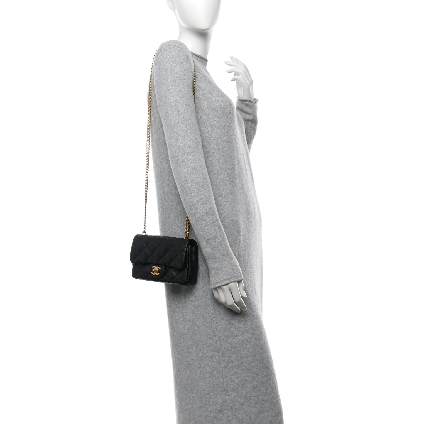 Caviar Quilted Mini Sweetheart Rectangular Flap Black