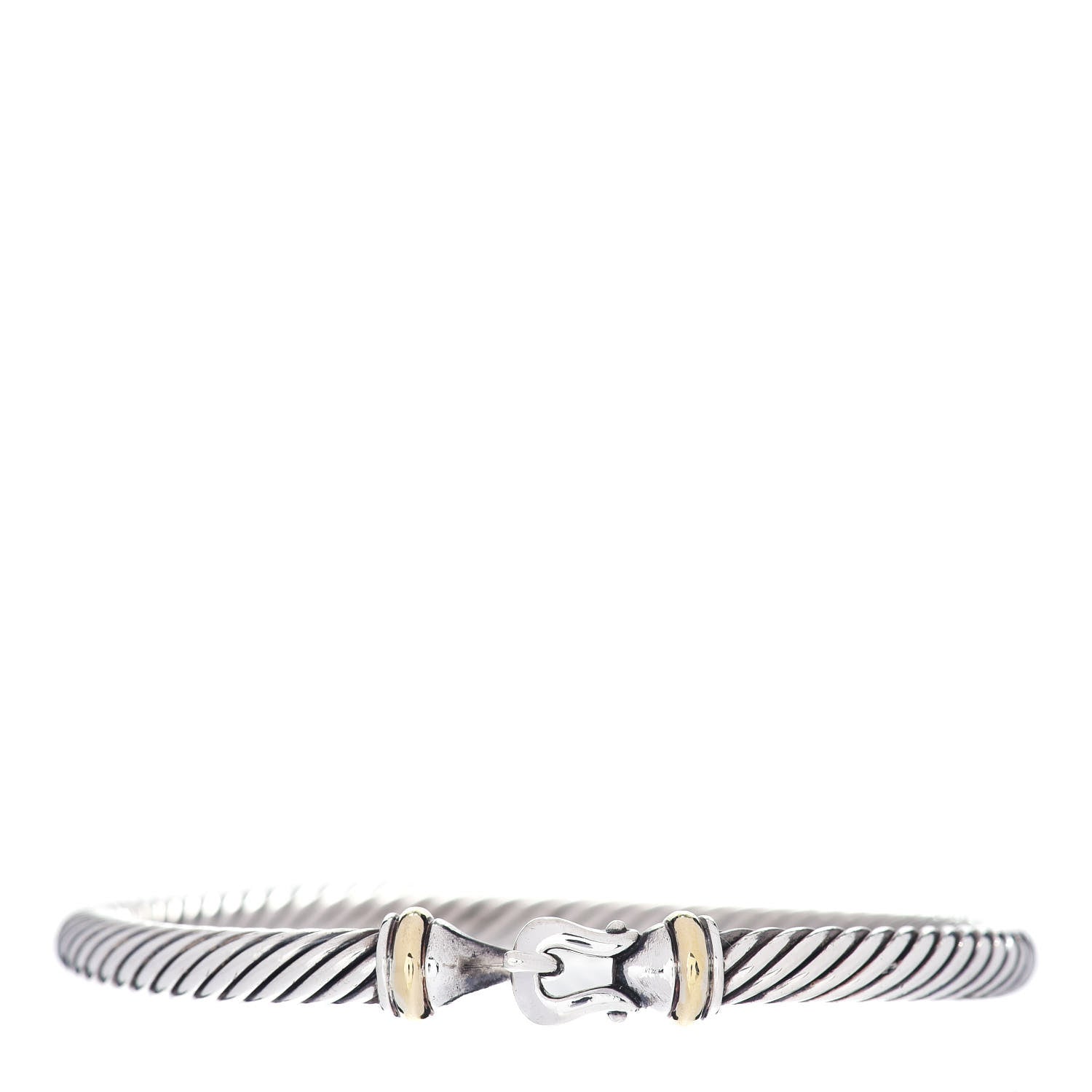 David Yurman Sterling Silver 18K Yellow Gold 5mm Cable Classic Buckle Bracelet 1 of 4