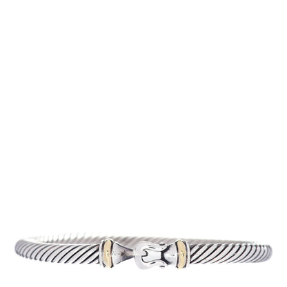 David Yurman Sterling Silver 18K Yellow Gold 5mm Cable Classic Buckle Bracelet 1 of 4