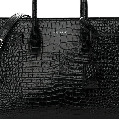Saint Laurent Calfskin Crocodile Embossed Baby Sac De Jour Black 9 of 20