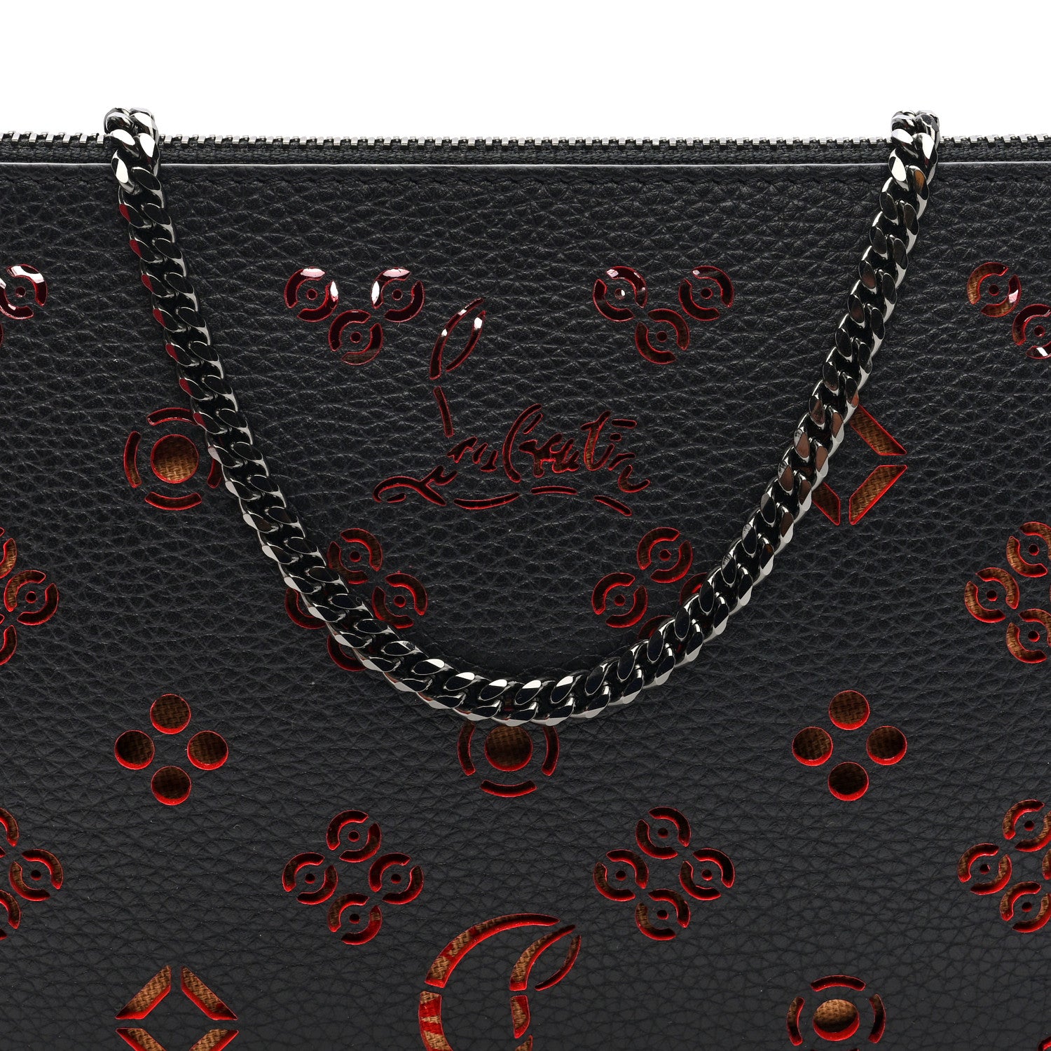 Christian Louboutin Calfskin Loubinthesky Perforated Shoulder Bag Black 6 of 8