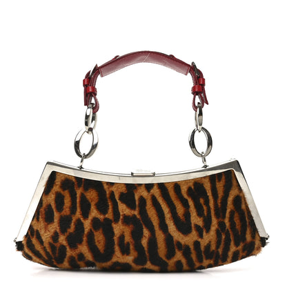 Christian Dior Pony Hair Leopard Mini Top Lock Bag Beige Moyen Red 1 of 10