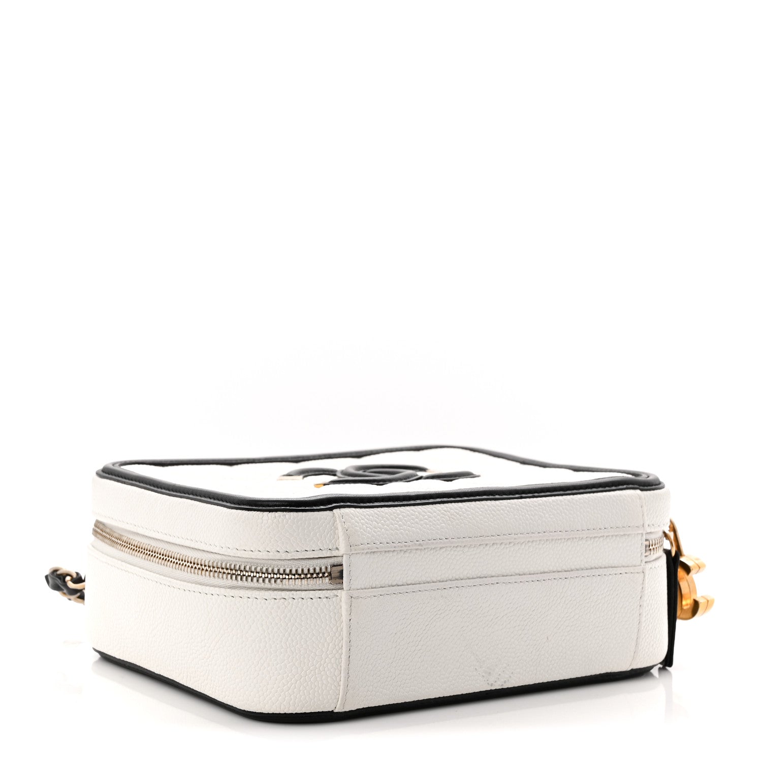 Chanel Caviar Quilted Medium CC Filigree Vanity Case White Black 4 of 11