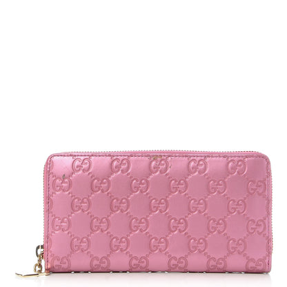 Gucci Metallic Soft Guccissima Heart Zip Around Wallet Fresia Rose 1 of 10