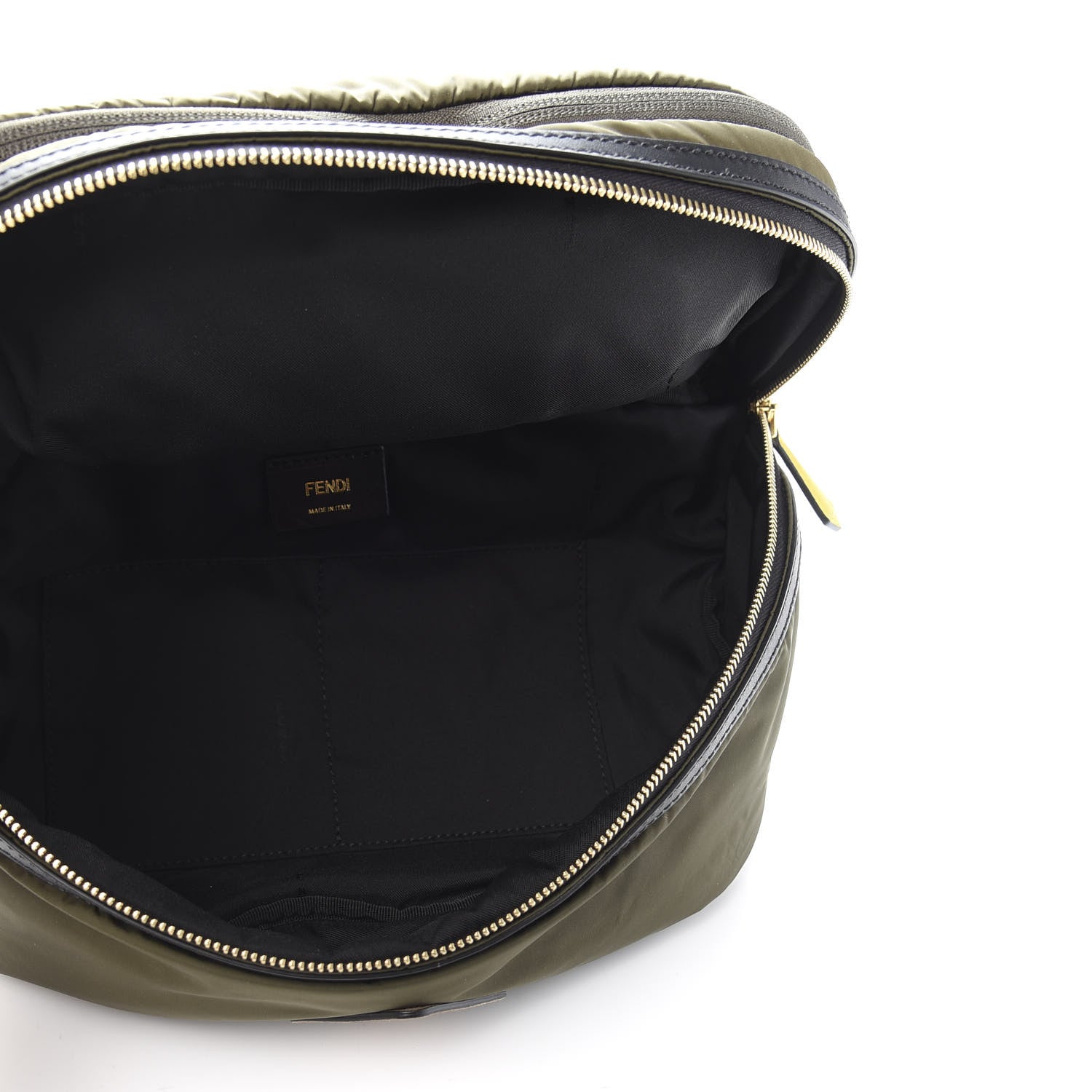 Fendi Nylon Dolmias Vitello Grace FF Convertible Drawstring Backpack Military Brown Tortora 11 of 17