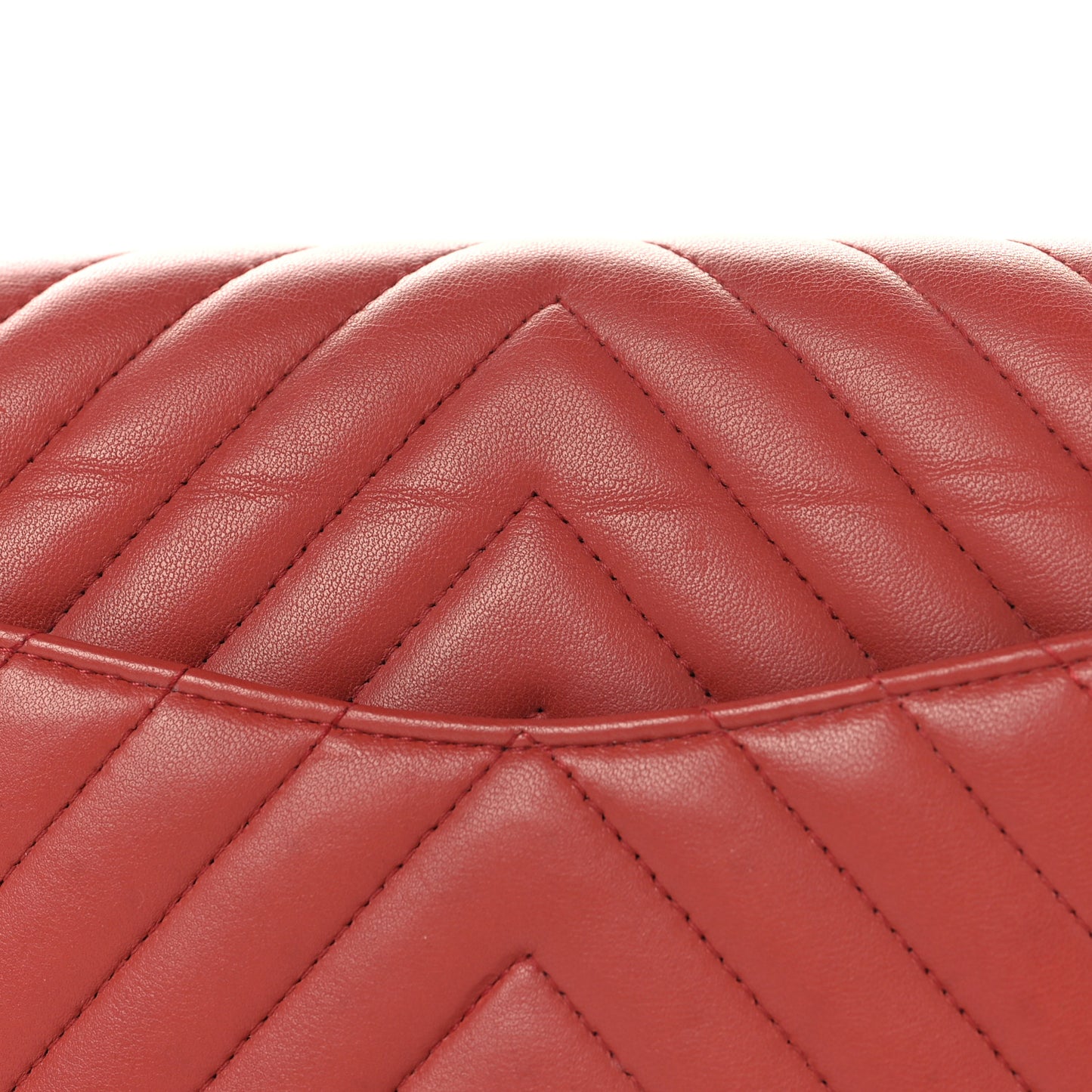 Lambskin Chevron Quilted Medium Double Flap Rosewood