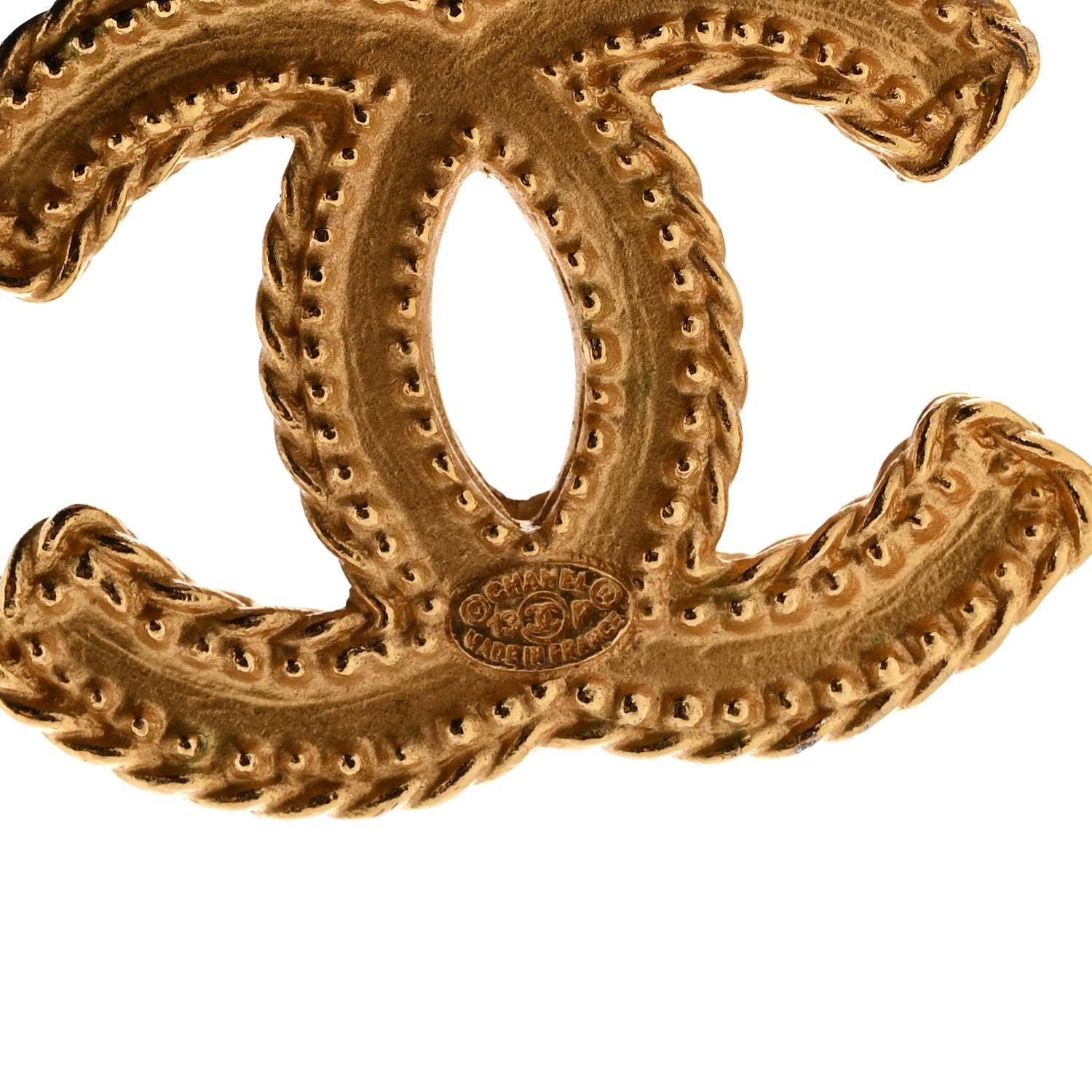 Chanel CC Drop Earrings Matte Gold 4 of 5